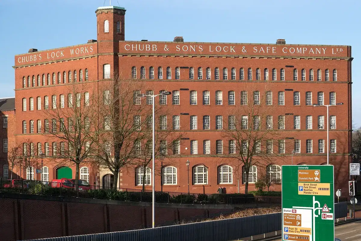 The former Chubb lock and safe works building in Wolverhampton